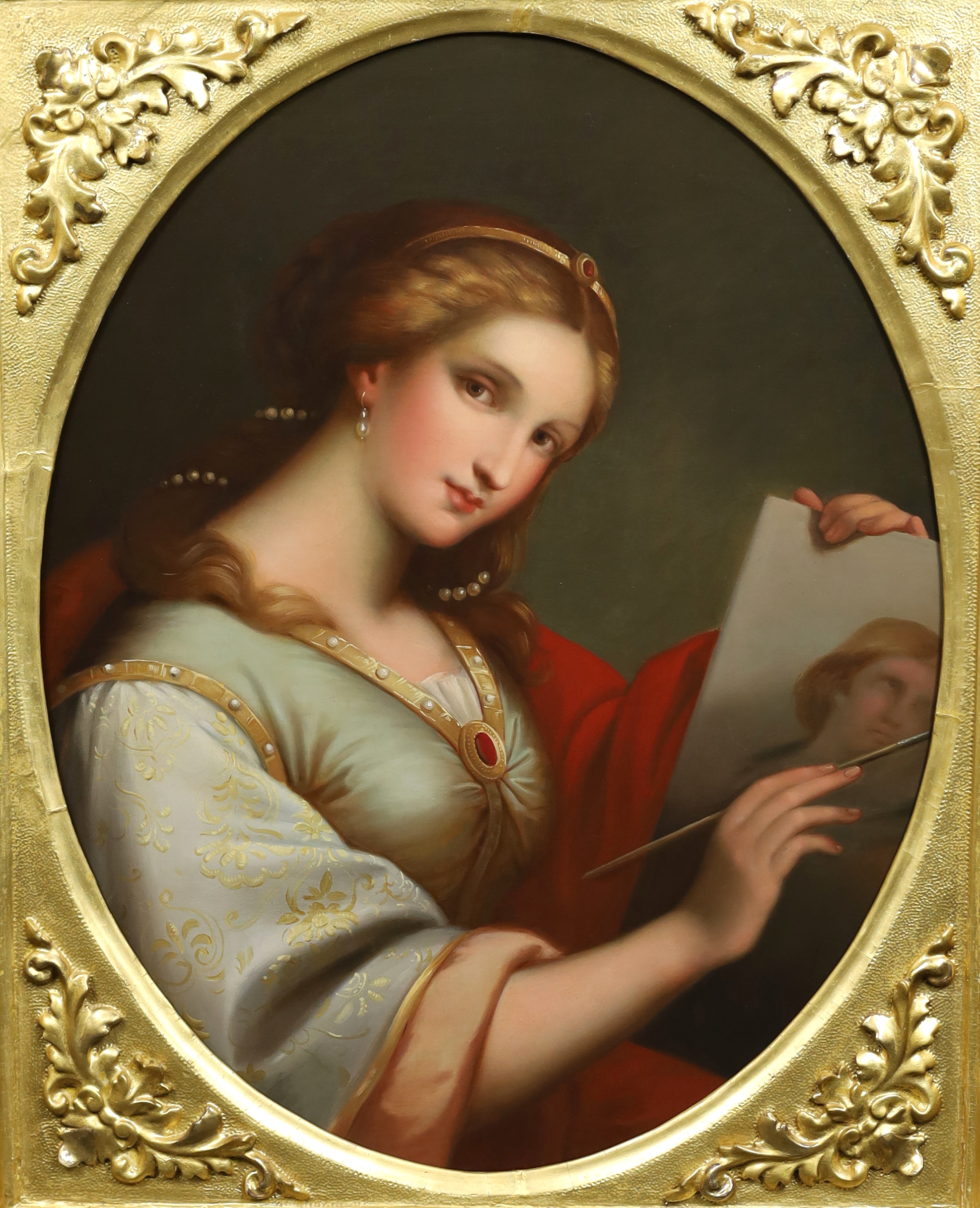 After Luigi Pompignoli (Italian, 19th C.), Portrait of a young lady artist, oil on canvas, 74 x 58cm